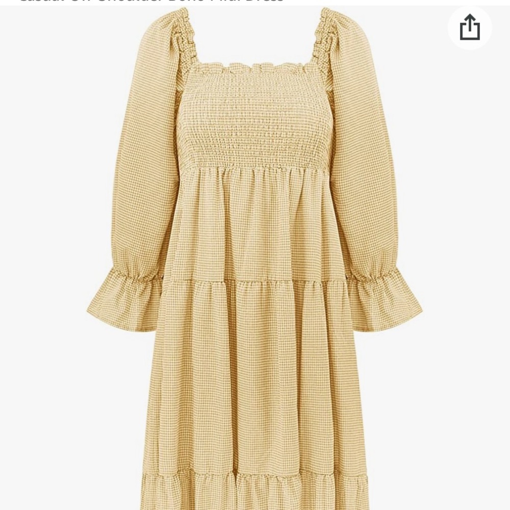 NWT R.Vivimos Tiered Gingham Puff Sleeve Dress